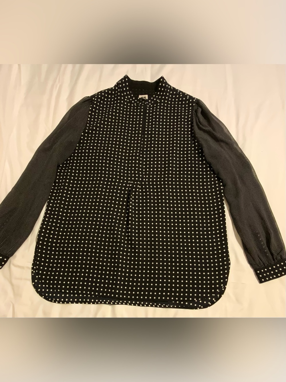 Anne Klein Black and White Polka Dot Button-Front Shirt Size L